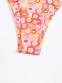 Swim Mod Women's All Over Floral Print Twist Front Bikini Set - Multicolor - View 5