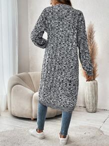 SHEIN Frenchy Thuốc nhuộm Không gian Thả vai Áo len Duster - Xám - Xem 2
