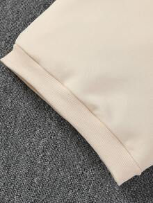 SHEIN Young Girl Solid Drop Shoulder Sweatshirt - Khaki - View 3