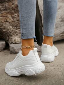 秋季女款跑鞋，輕便、休閒、厚底運動鞋、香港款式大碼鞋，適合學生 - 白色 - 查看 2