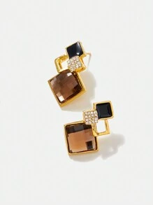 BizChic 3pcs/Set Classic Asymmetric Gemstone Jewelry Set, European And American Style