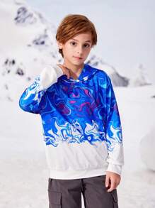 SHEIN Tween Boy Graphic Print Hooded Sweatshirt - Multicolor - View 5