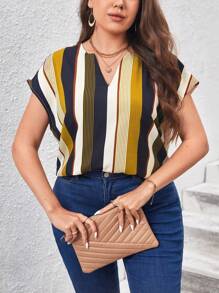 SHEIN LUNE Áo sơ mi Plus Size Sọc Giải trí - Nhiều màu - Xem 4