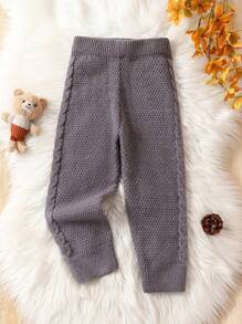 SHEIN Young Boy Cable Knit Pants