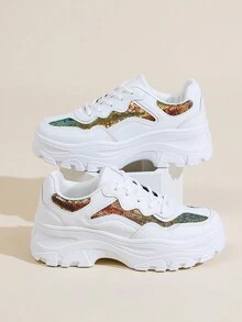 秋冬女士厚底防水運動鞋,時尚休閒女鞋 - 彩色 - 查看 3