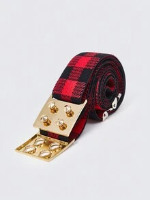 孩子們黑色&紅色的格紋彈力皮帶 - 彩色 - 查看 2