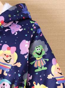 Baby Girl Cartoon Graphic Zip Up Hooded Coat