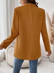 SHEIN Frenchy Khăn quàng Đôi ngực Áo vest - gừng - Xem 2