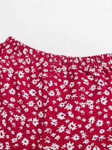 SHEIN 女嬰卡通圖案前蝴蝶結T恤和褲子＆ 頭巾睡衣套裝 - 白色 - 查看 6