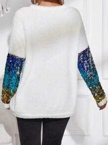 SHEIN Suéter suelto de maternidad con detalles de lentejuelas en contraste y textura suave, para invierno