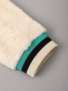 Manfinity Campus Court Men's Loose Fit Hooded Long Sleeve Double-Sided Fleece Sweatshirt - Apricot - View 4