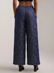 NAJILARAQUELDESIGNS 设计师纯色阔腿绗缝裤，适合夏季、假日、度假、节日、伊比沙岛 - 寶藍色 - 查看 2