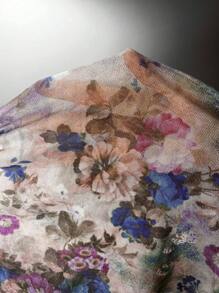 Conjunto de pijama con estampado floral y parte delantera con lazo de malla - Multicolor - Ver 7