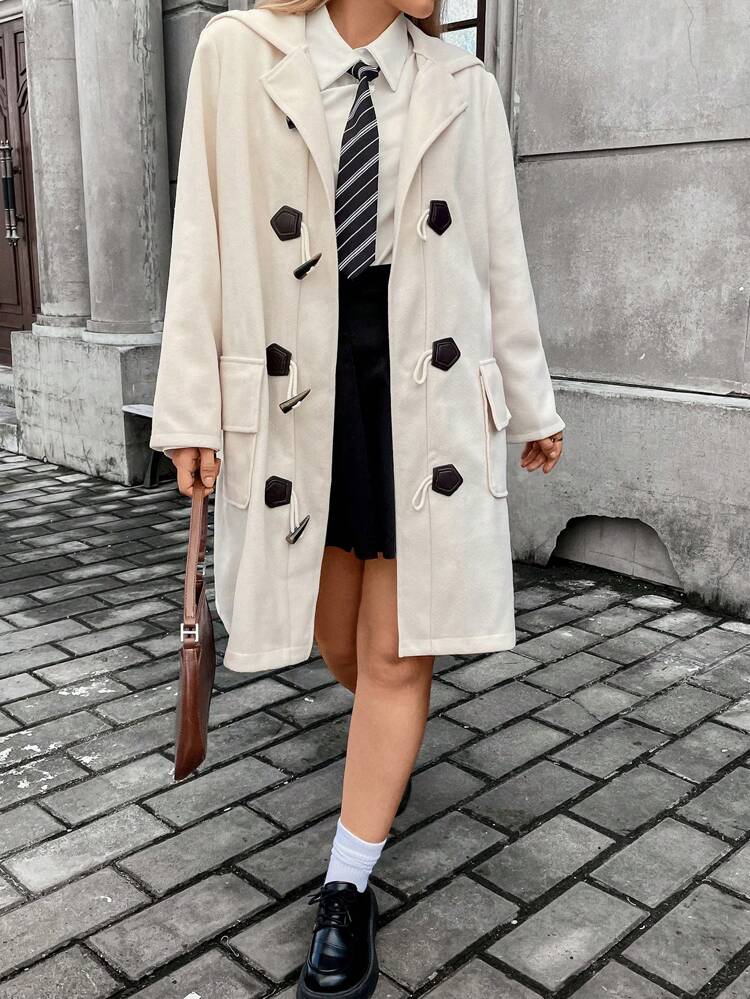 Plus Flap Pocket Duffle Hooded Overcoat