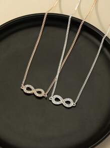 2pcs/set Rhinestone Infinity Symbol Charm Necklace - Multicolor - View 1