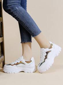 秋冬女士厚底防水運動鞋,時尚休閒女鞋 - 彩色 - 查看 1