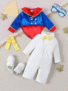 SHEIN 男嬰二合一前蝴蝶結夾克&連身褲拍攝套裝 - 彩色 - 查看 8