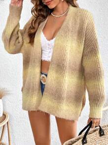SHEIN VCAY Ombre Drop Shoulder Cardigan - Multicolor - View 6