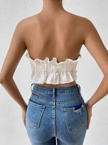 Chiquease 頭巾下擺短款抹胸上衣 - 白色 - 查看 2