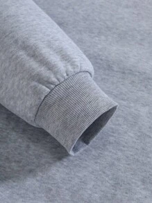 SHEIN Unity 女士极简印花圆领长袖长款连帽衫 - 灰色 - 查看 4