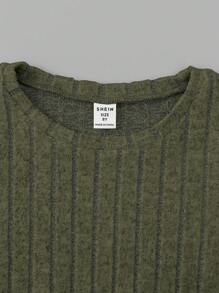 SHEIN Leap Crew Tween Boy Letter Patched Detail Tee - Army Green - View 6