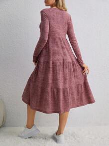 SHEIN 孕婦雜色針織荷葉邊洋裝 - 粉色 - 查看 2