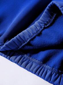 Manfinity Hypemode 寬鬆剪裁男士字母補丁細節半拉鍊保暖綿毛衣 - 藍色 - 查看 3