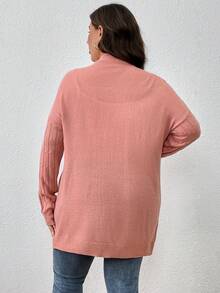 SHEIN Essnce Hơn Xoắn Dan Thả vai Áo len Duster - Hồng - Xem 2