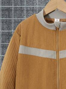 SHEIN Jachetă bomber din velur cu fermoar Tween Boy