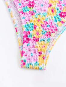 女士花卉印花挂脖式比基尼套装 夏季海滩 - 彩色 - 查看 7