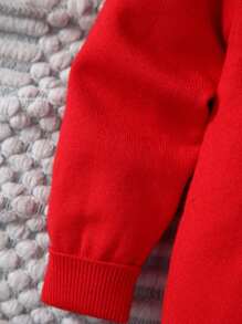 SHEIN Young Boy Button Front Sweater - Red - View 6