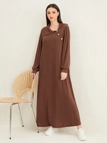 Mulvari Solid Button Detail Dress