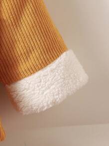 Baby Girl Fuzzy Cuff Belted Coat - Yellow - View 4