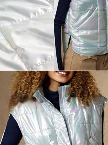 In My Nature In My Nature Holographic Zip Up Winter Outdoor Vest