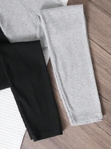 SHEIN LUNE 2pcs Heart Print High Waist Casual Leggings - Multicolor - View 5