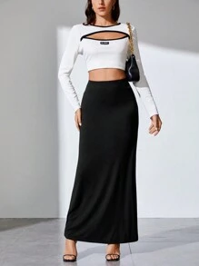 SHEIN Tall Solid High Waist Skirt Maxi Skirt