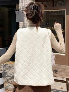 DAZY Nút áo xuyên thấu qua áo khoác Teddy - Màu be - Xem 6