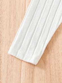 SHEIN 寶寶女孩休閒慵懶時尚舒適長袖鬆緊上衣和褲子套裝，包括腰帶，適用於秋冬季節 - 白色 - 查看 7