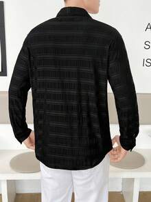 GENTILAND 寬鬆款純色男士鈕扣衫 - 黑色 - 查看 2