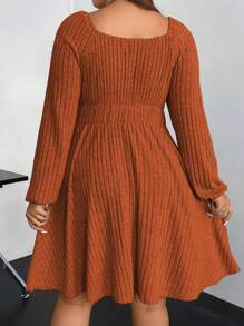 Sunspun 大碼前打結燈籠袖洋裝