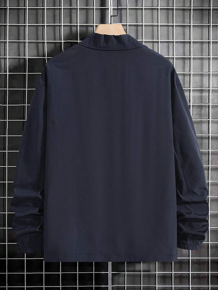 Loose Fit Men's Jacket With Letter Graphic, No Tee Included