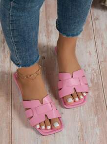 女性韓語風格休閒平底涼鞋,露趾,透氣,適合夏天,秋天,新款夏季沙灘鞋帶編織,合適的適用於和外出波西米亞風格人字拖適用於度假,平底鞋和輕便鞋適用於 - 粉色 - 查看 2