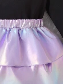 女嬰拼接領運動衫&鐳射半身裙 - 彩色 - 查看 3