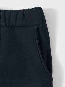 RueChic Men Christmas Print Drawstring Waist Sweatpants - Black - View 5