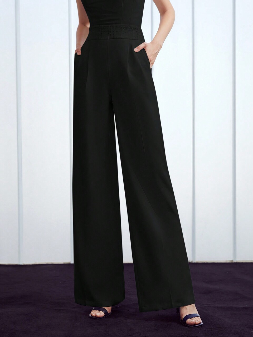 MOTF WIDE WAIST DETAIL SUIT PANTS