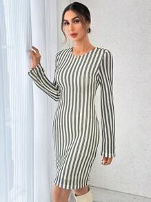 SHEIN Essnce Vestido ajustado con estampado de rayas