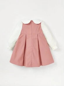 Cozy Pixies 女嬰前蝴蝶結荷葉袖雙排釦褶皺細節洋裝 - 粉色 - 查看 2