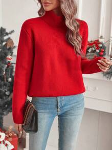 SHEIN LUNE 高領條紋針織套頭毛衣