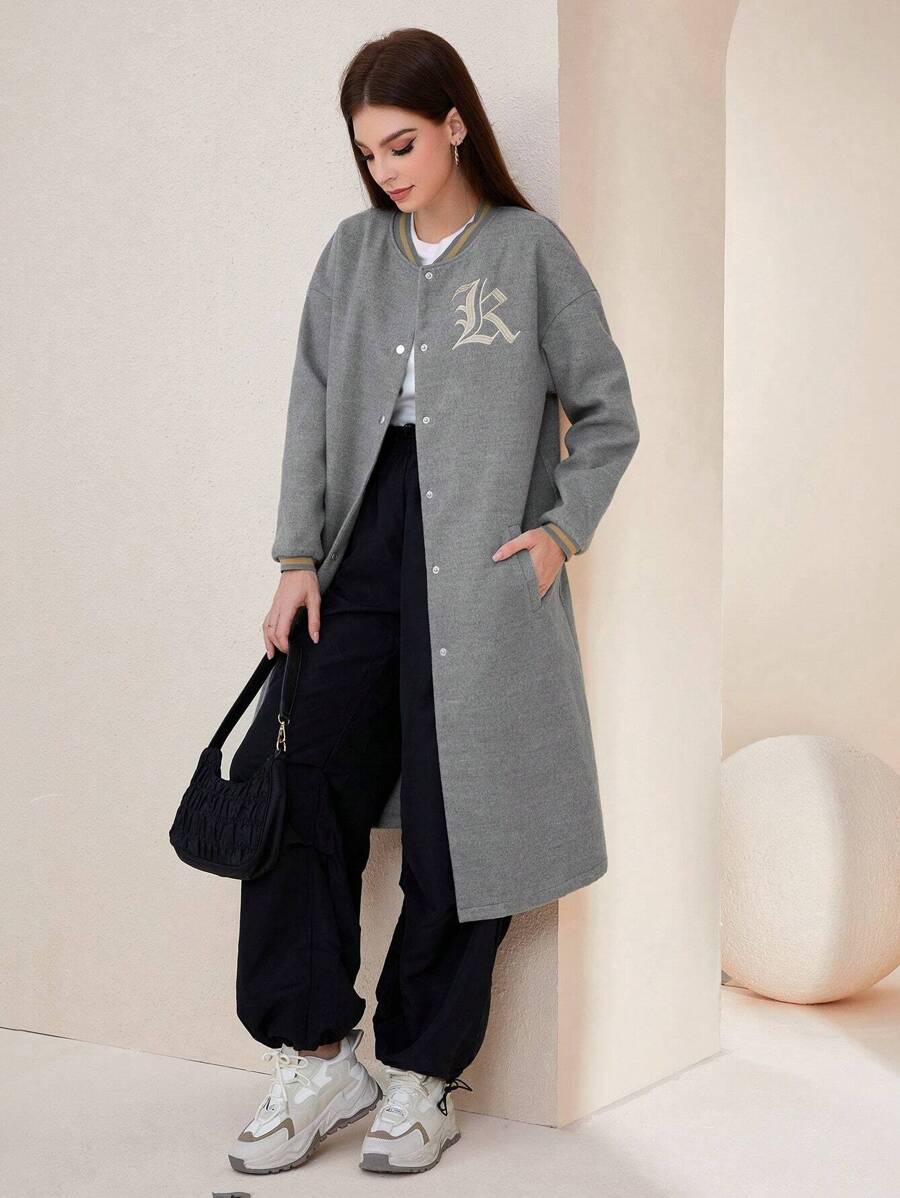 Mulvari Letter Graphic Drop Shoulder Coat