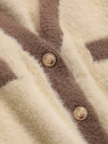 DAZY 拼接邊前紐扣開襟衫 - 卡其色 - 查看 7